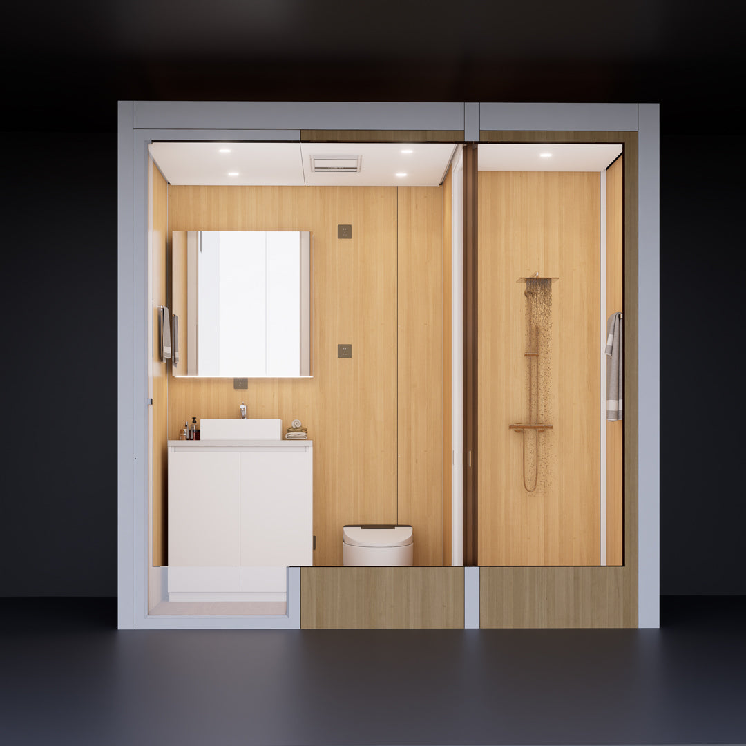 Bathroom Module- Toilet + Washbasin + Shower + Drainage System + Ventilation + Waterproof Layer